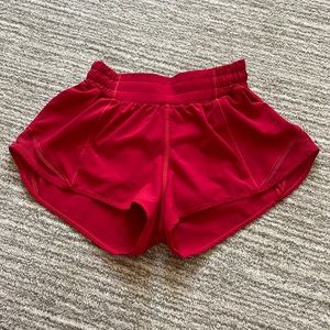 red lululemon shorts